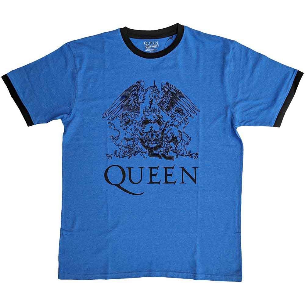 QUEEN クイーン (初来日50周年 ) - Crest Logo / Blue / リンガー / Tシャツ / メンズ - PGS